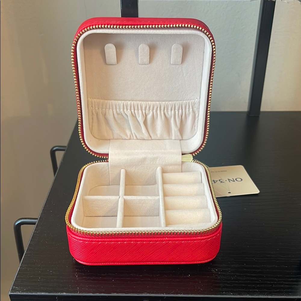 Compact Red Jewelry Case